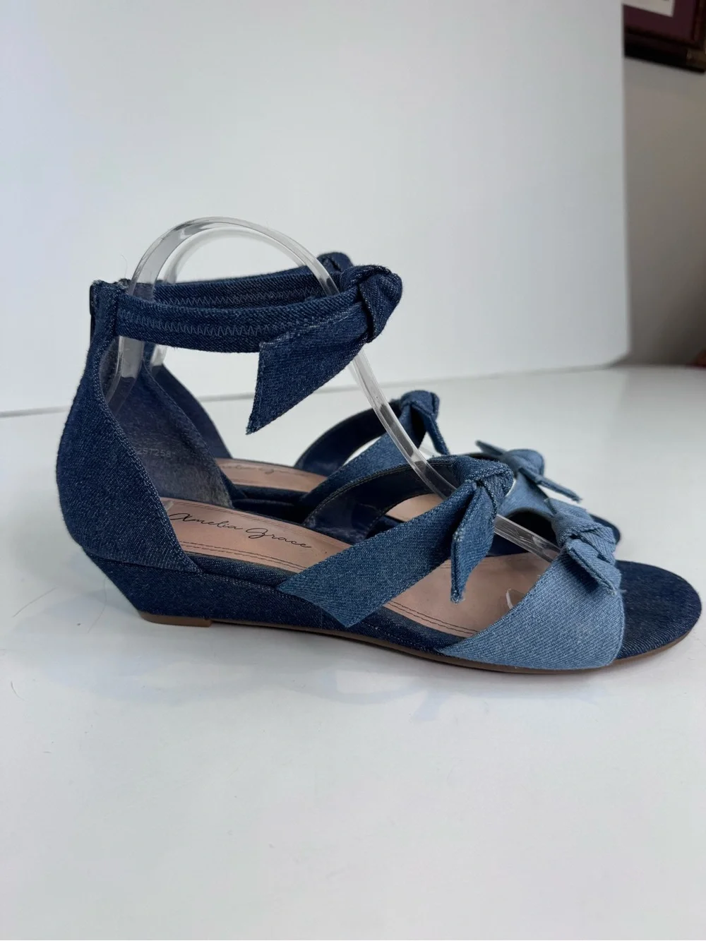 Amelia Grace jean denim wedge sandals size 8.5 - Picture 12 of 12